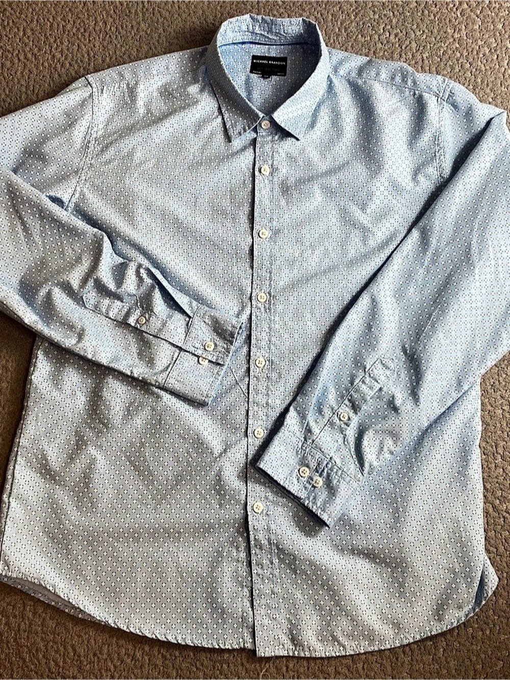 Michael Brandon Soft Wear Beach Men's Geometric Button-Down Blue XL Like New